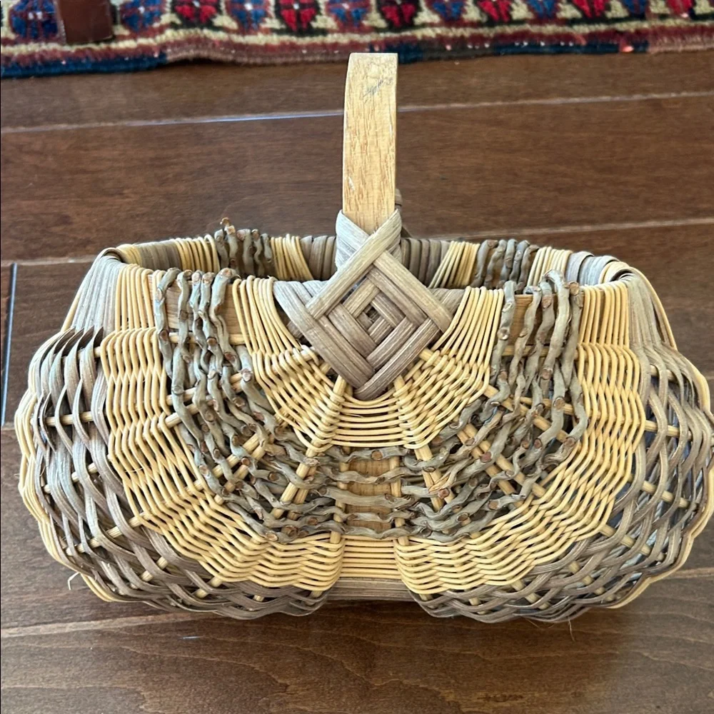 Handcrafted Woven Basket  signed